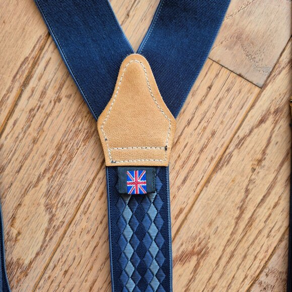 Albert Thurston Blue Diamond Argyle Elastic Suspenders - Picture 2 of 15